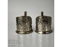 Σετ από 2 ποτήρια με σουβέρ, σερβίτσιο ΕΣΣΔ #6067