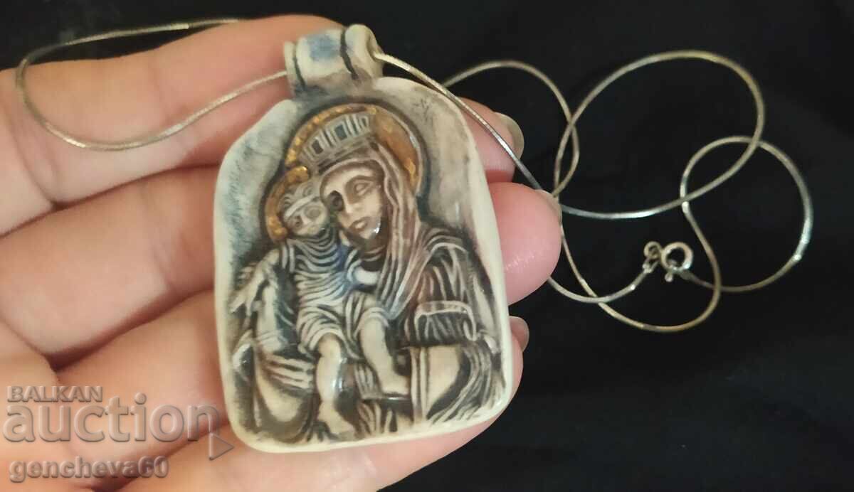 MEDALION de porțelan RAR icon/lanț argint - 5 MEDALION de porțelan RAR icon/lanț argint - 5