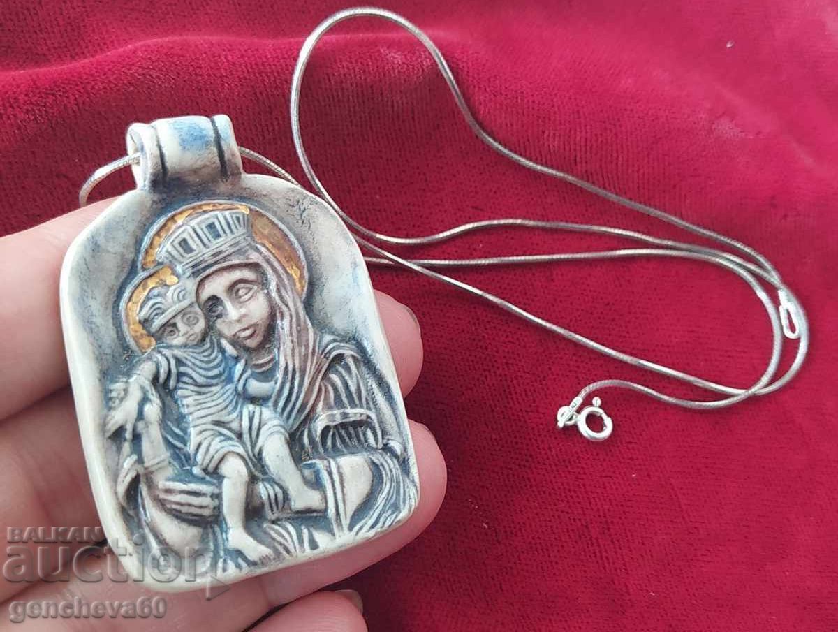 MEDALION de porțelan RAR icon/lanț argint - 7 MEDALION de porțelan RAR icon/lanț argint - 7