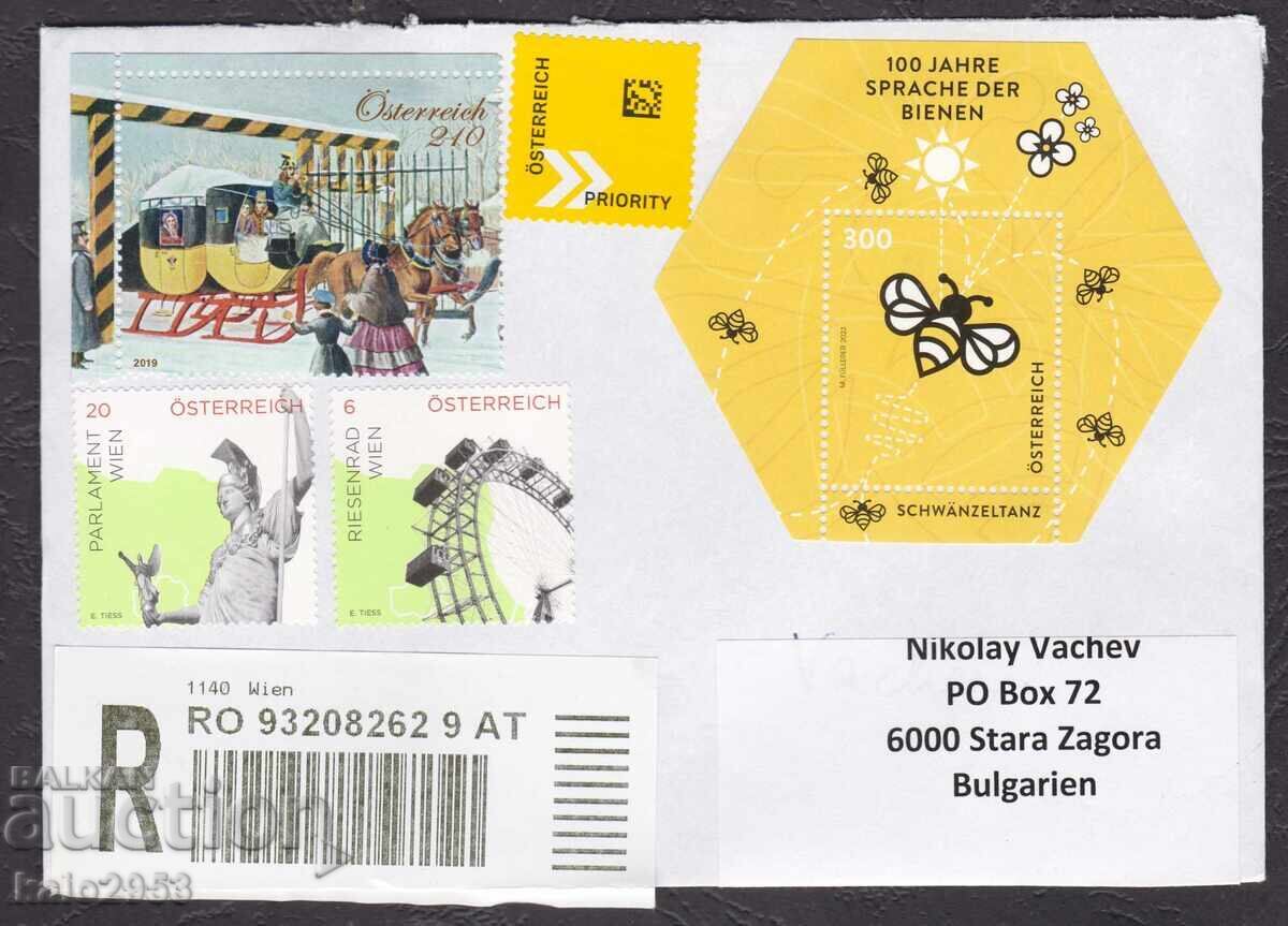 Austria - Multifranc stamp envelope to Bulgaria, Registered