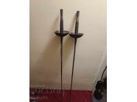 Two fencing rapiers, quite old, 120 cm long