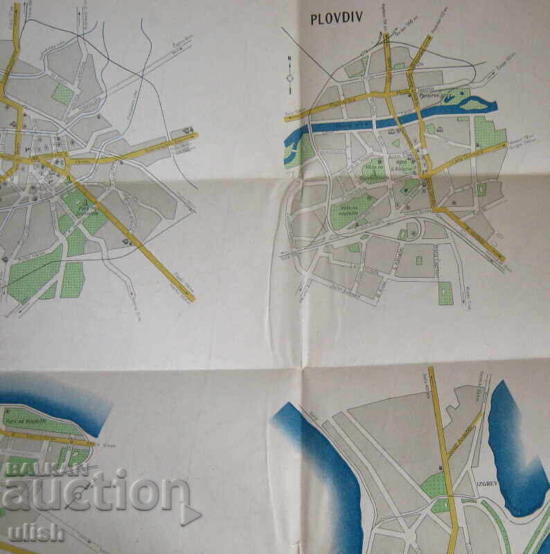 Auction  Old folding map Bulgaria 1:800 000 Latin