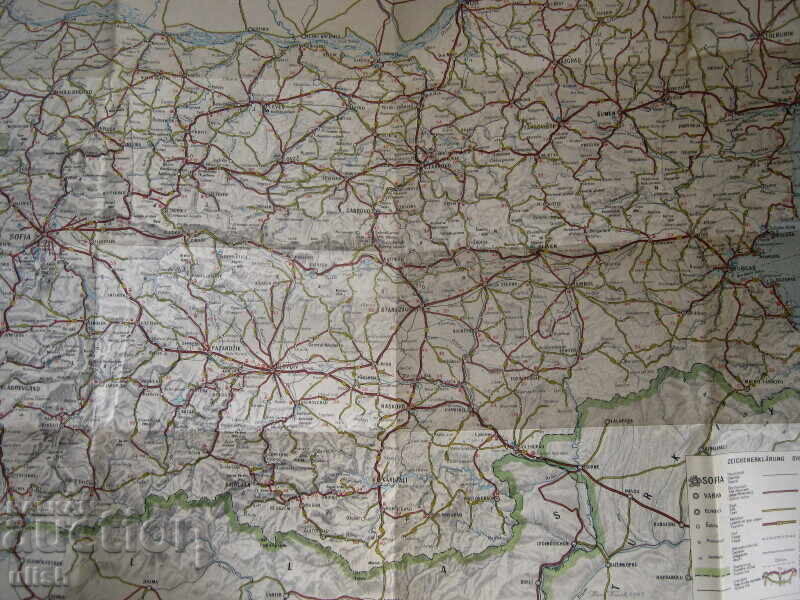 Old folding map Bulgaria 1:800 000 Latin