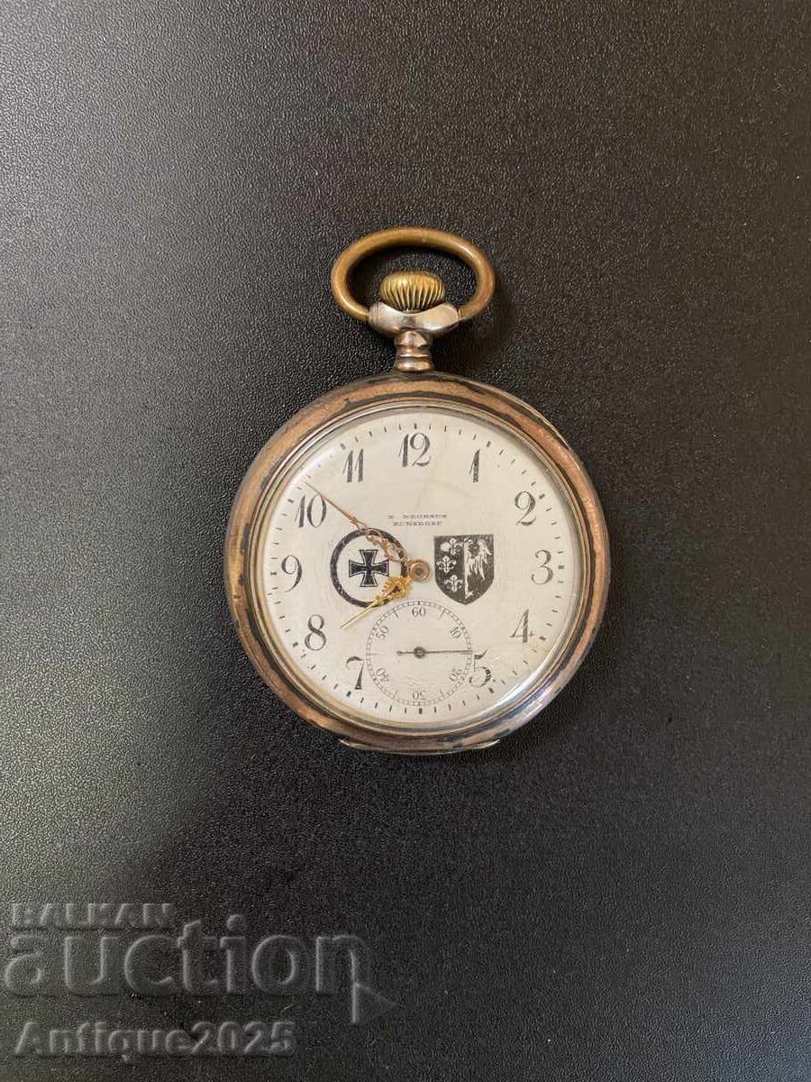 Антикварен джобен часовник с Железен кръст и герба на Прусия