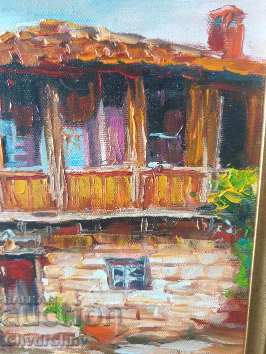 Delivery of Bulgarian oil painting on canvas / Dimitar Genev / rural landscape
