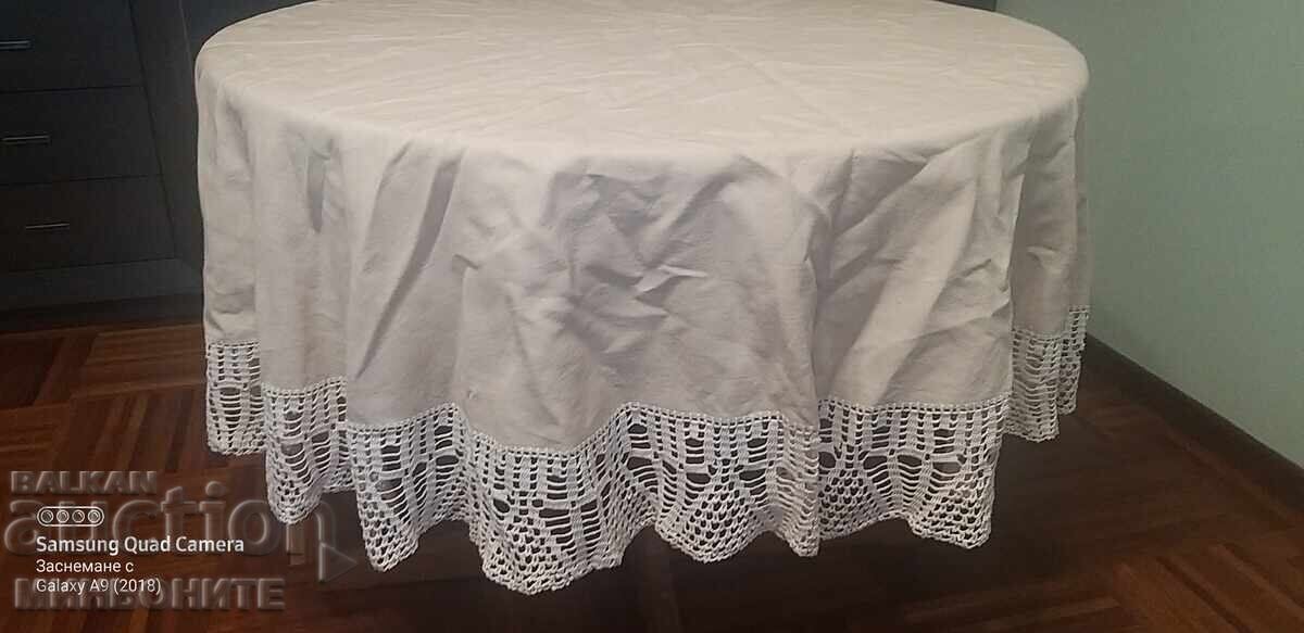 Linen cover and crocheted edge 1.60 with price 40.00 BGN | € 20.45