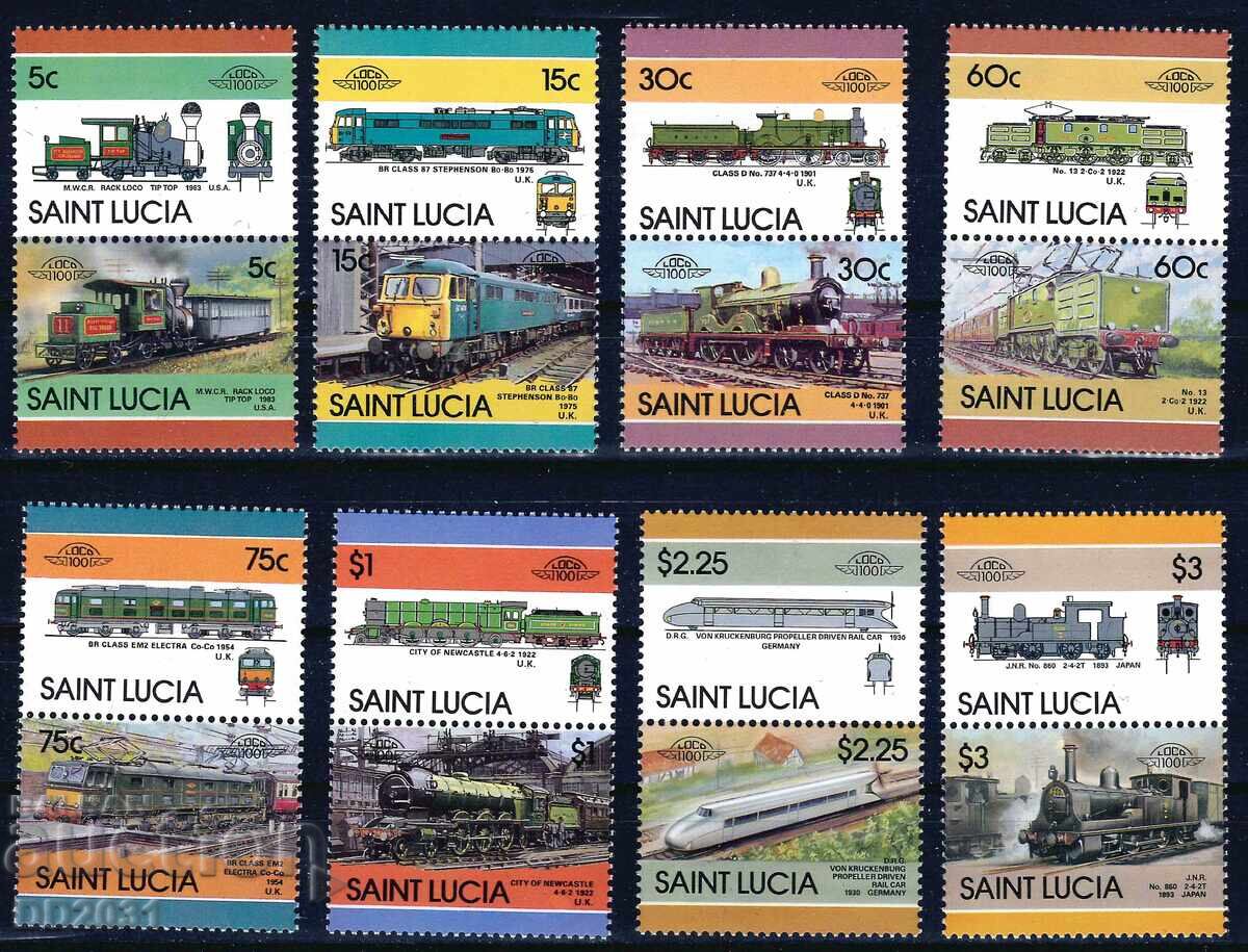 Saint Lucia 1986 - Locomotives / Leaders of the World / 5 MNH Saint Lucia 1986 - Locomotives / Leaders of the World / 5 MNH