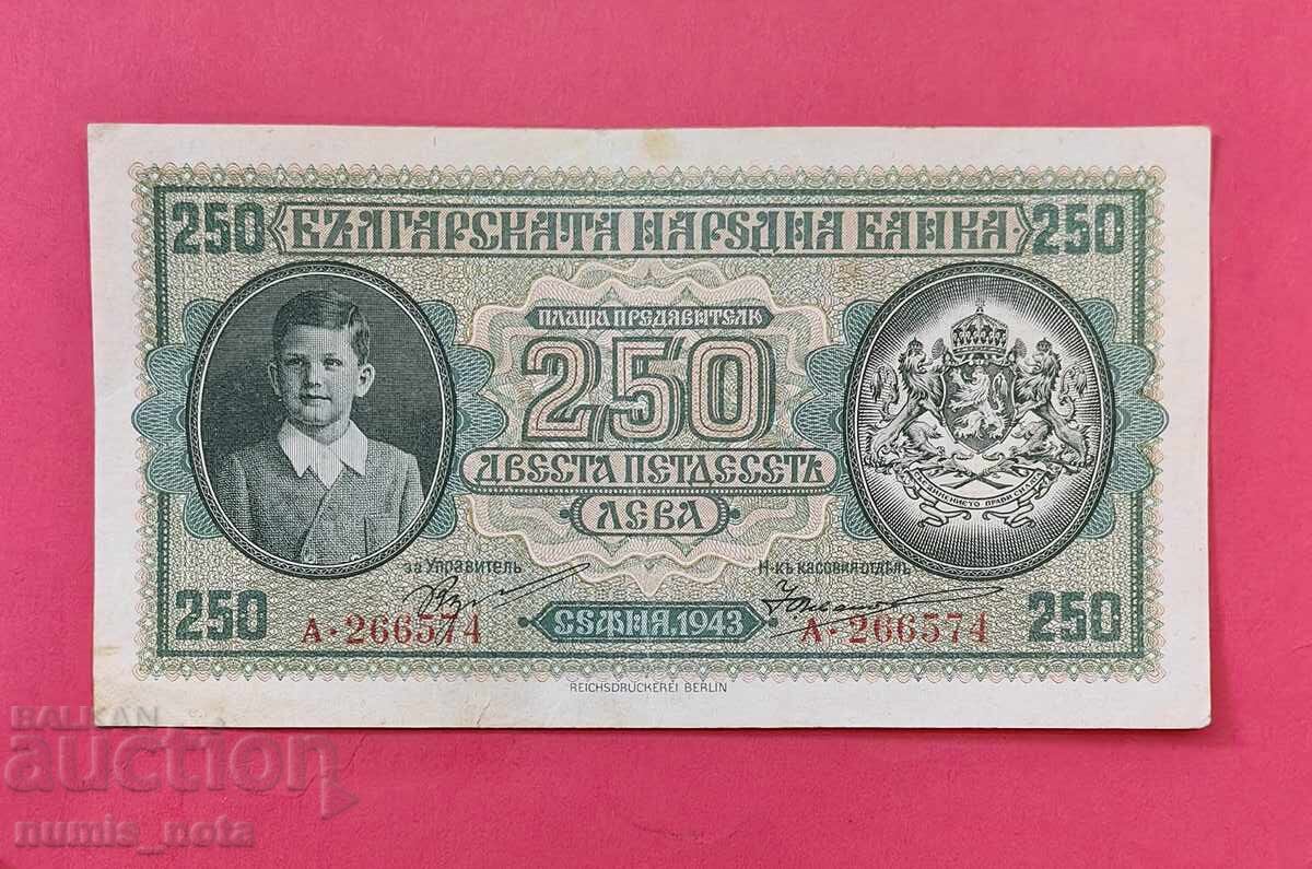 250 leva 1943 godina - seria A - XF