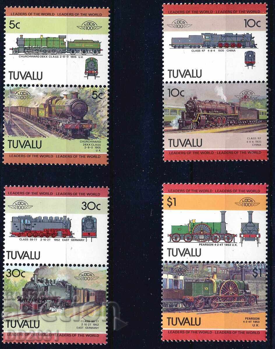 Тувалу 1985 - локомотиви 4 Leaders of the World MNH