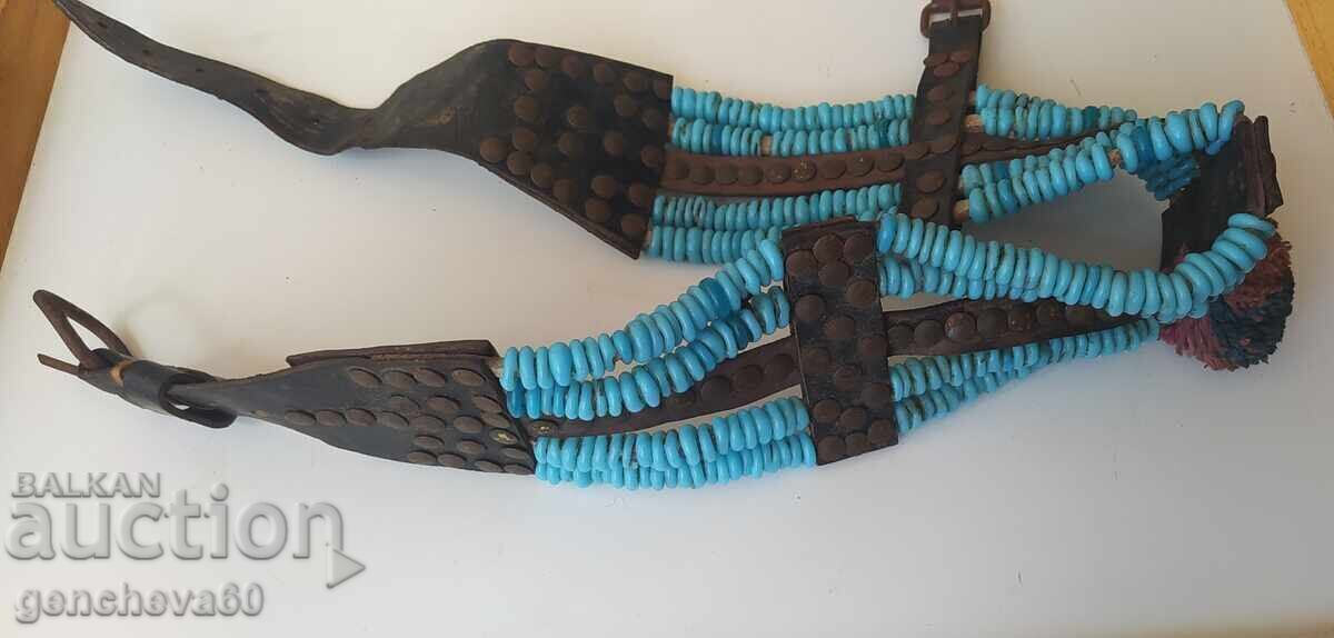 Delivery of Old horse harness - belt of blue glass beads