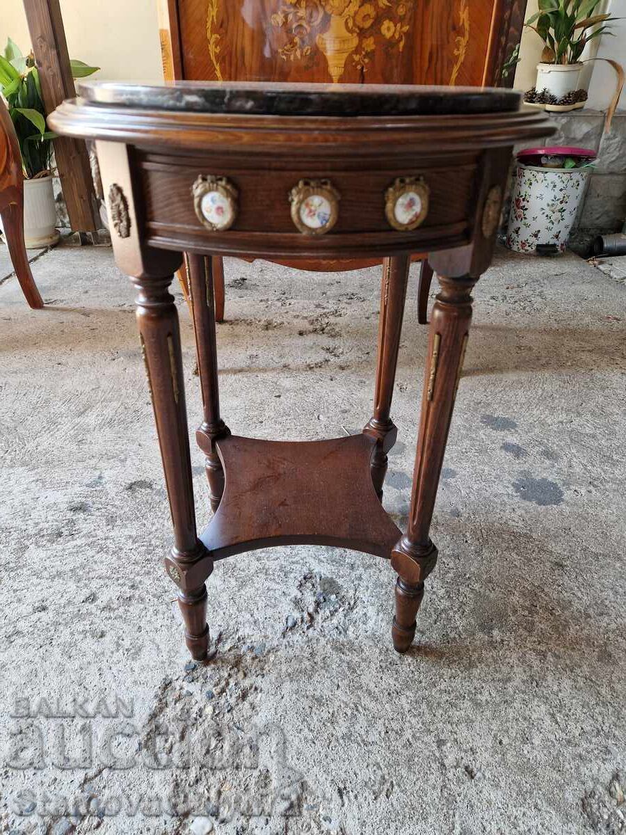 Wonderful antique French solid wood table with marble top with price 388.00 BGN | € 198.38