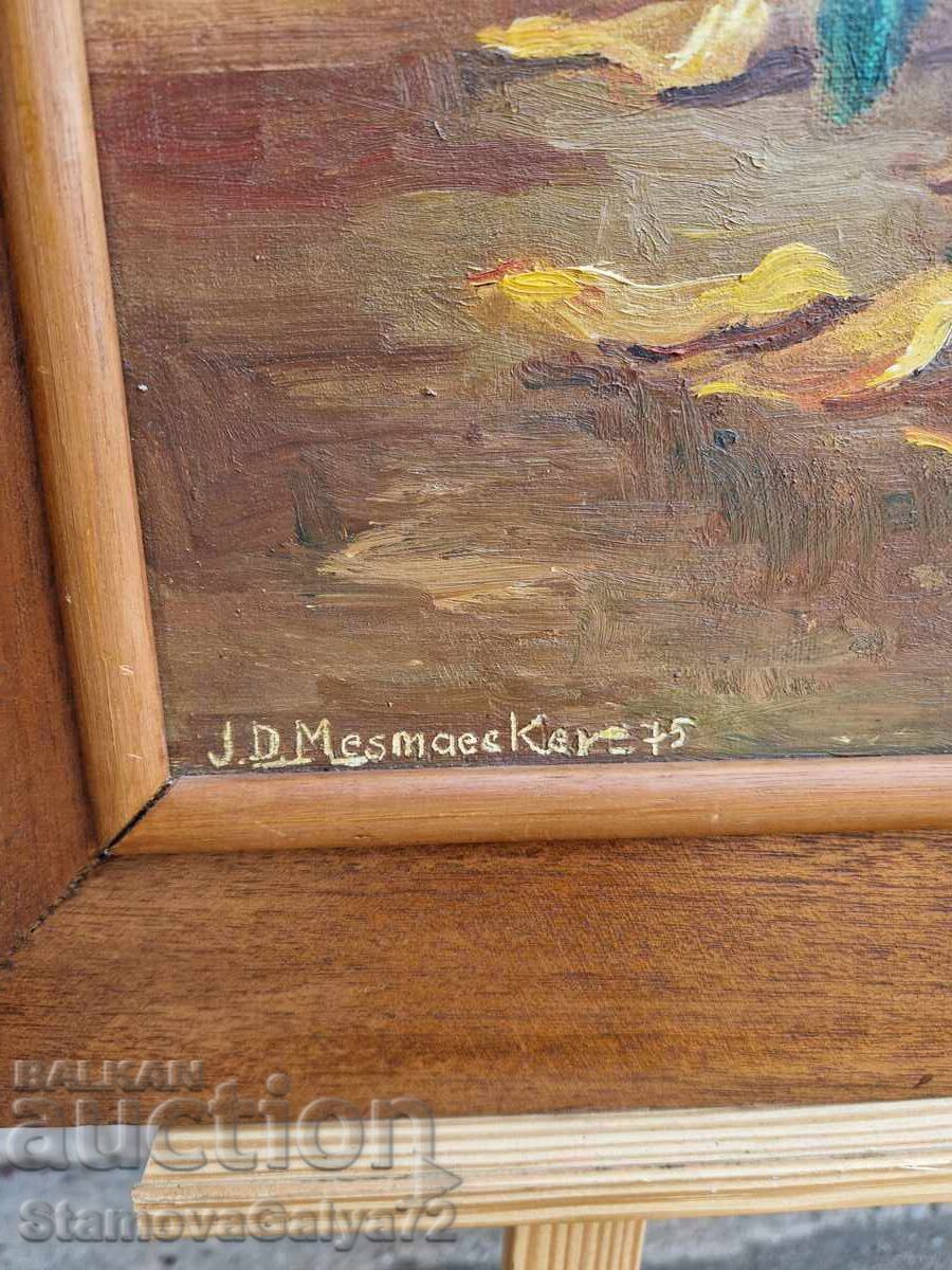 Wonderful antique Belgian painting oil still life canvas - 7 Wonderful antique Belgian painting oil still life canvas - 7