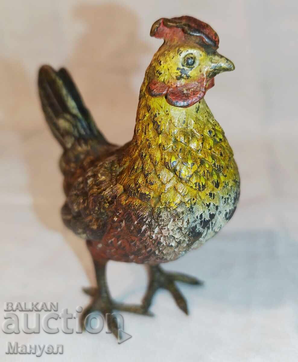 Licitație Figurină de pui (găină) pictată la rece, Austria Licitație Figurină de pui (găină) pictată la rece, Austria