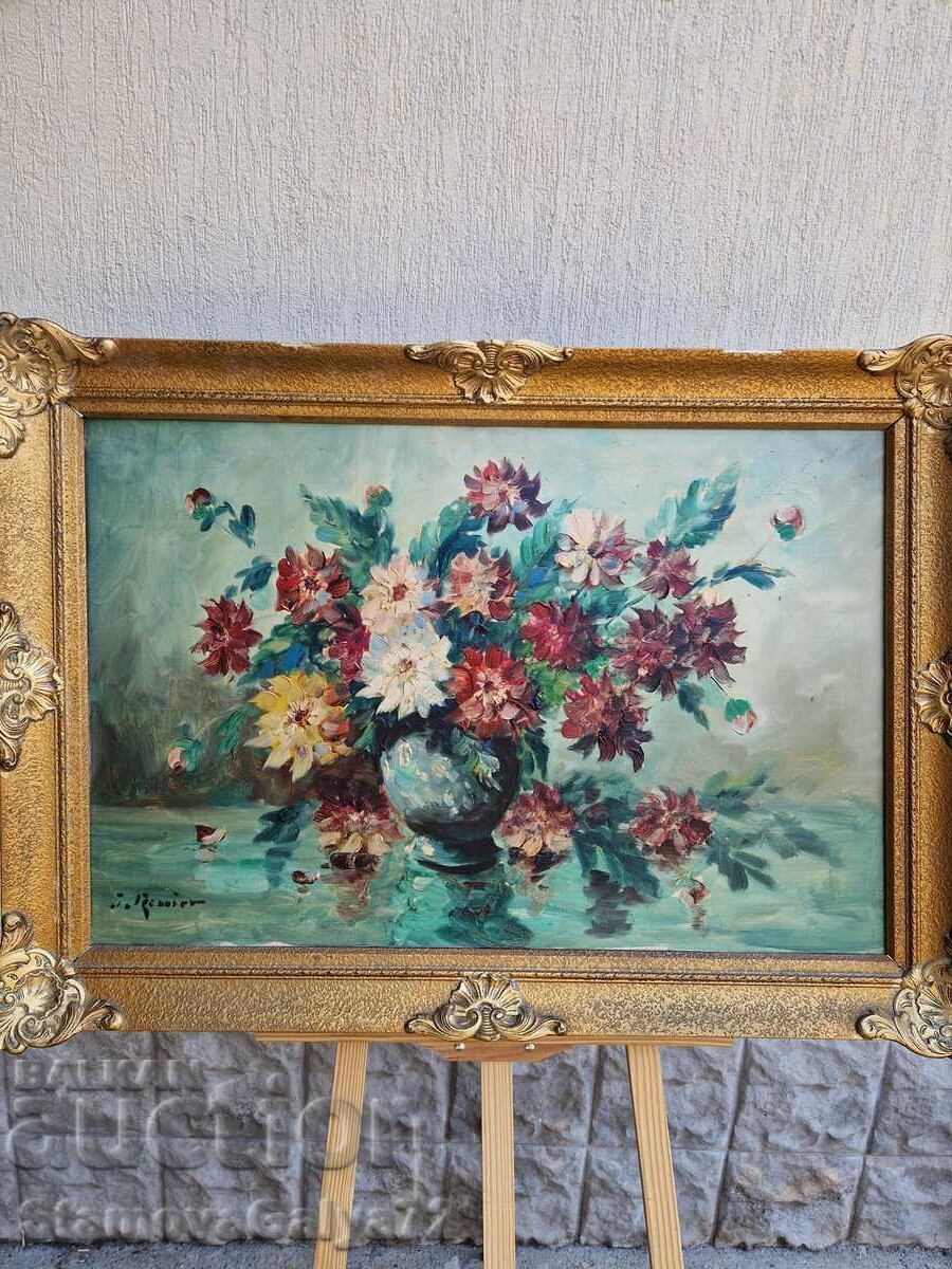 Δημοπρασία Νεκρή φύση μεγάλος καμβάς συγγραφέας λάδι πλαίσιο