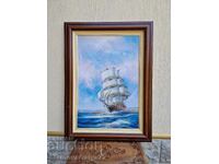 Pictură mare în ulei de autor pe pânză