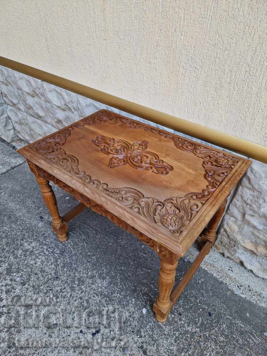 Εξαιρετικό αντίκα γαλλικό τραπεζάκι από μασίφ ξύλο με σκαλιστά σχέδια - 5