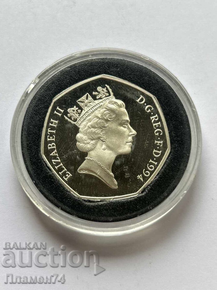 50 пенса 1994г Великобритания Десантът в Нормадия