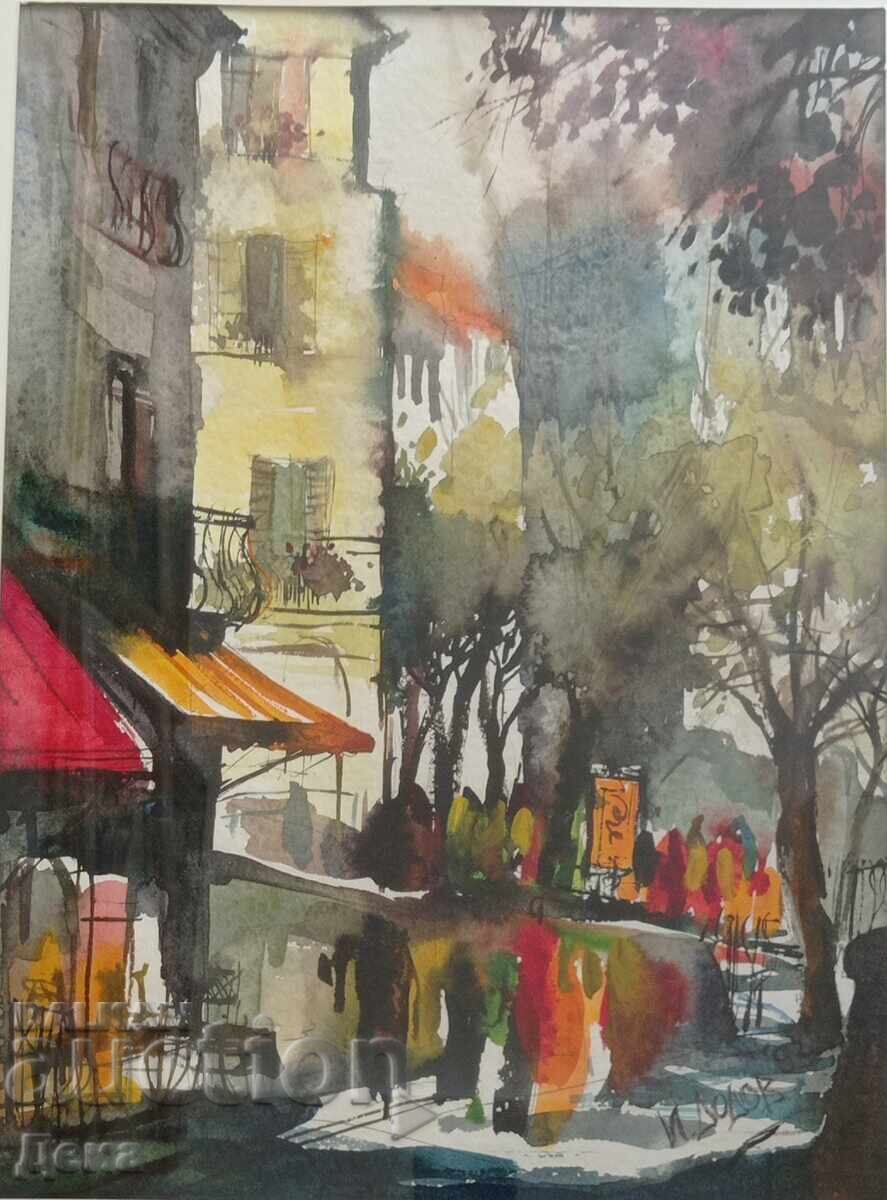 Ivan Dodov, acuarelă frumoasă, 1993 cu preț 290.00 BGN | € 148.27 Ivan Dodov, acuarelă frumoasă, 1993 cu preț 290.00 BGN | € 148.27