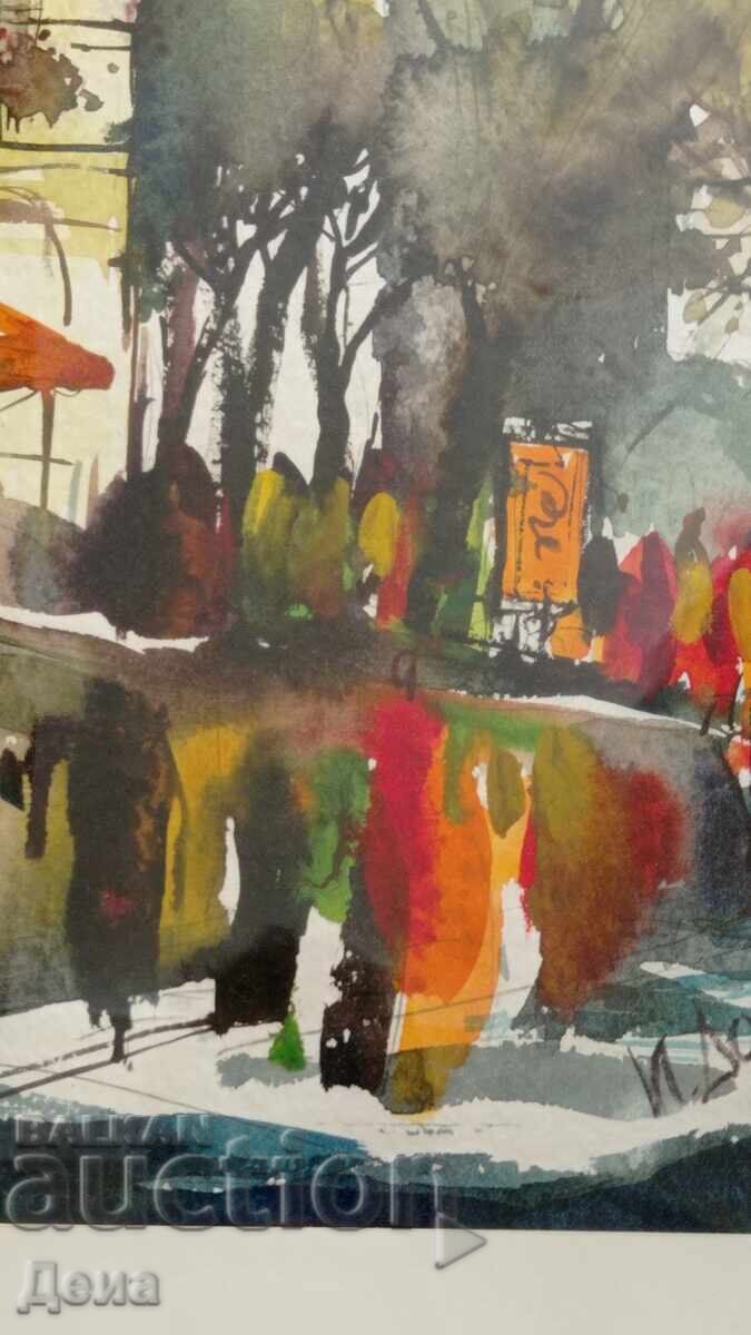 Livrarea Ivan Dodov, acuarelă frumoasă, 1993 Livrarea Ivan Dodov, acuarelă frumoasă, 1993