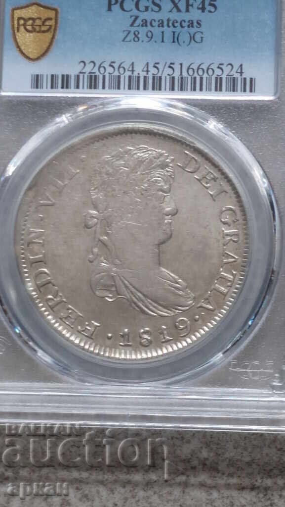 Δημοπρασία 8 ρεάλια 1819 -Zacatecas XF 45
