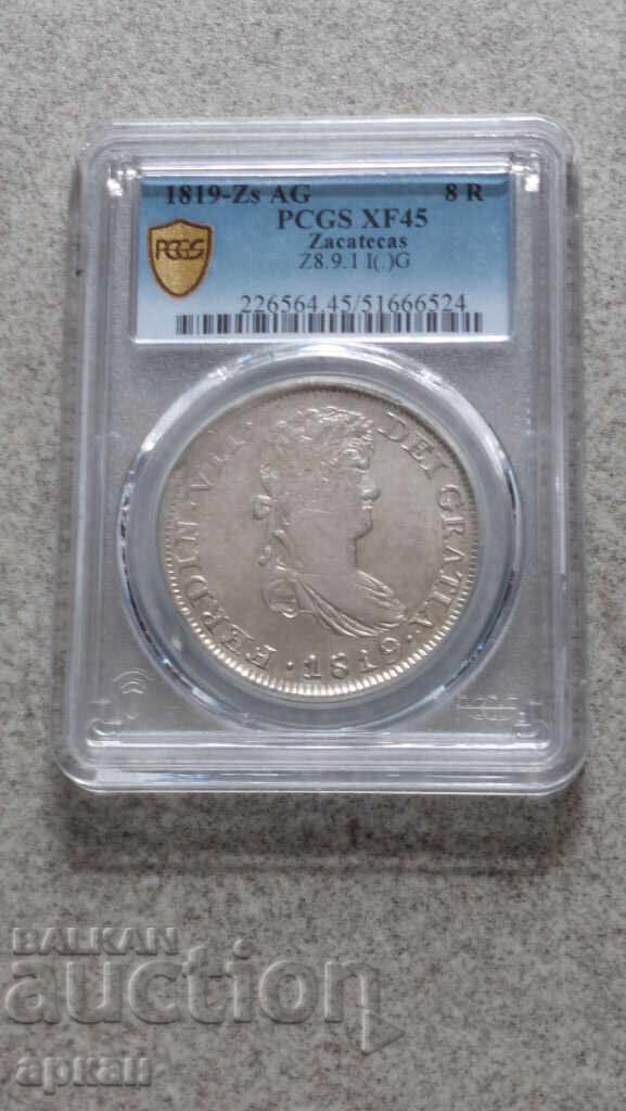 Παράδοση 8 ρεάλια 1819 -Zacatecas XF 45