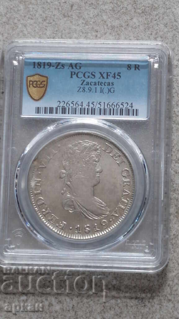 8 ρεάλια 1819 -Zacatecas XF 45