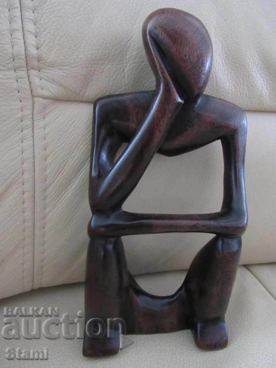 Figurină stilizată de gânditor din abanos - 4 cu preț 89.00 BGN | € 45.50