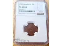2 stotinki MS64RB, NGC, 1912, Citiți descrierea