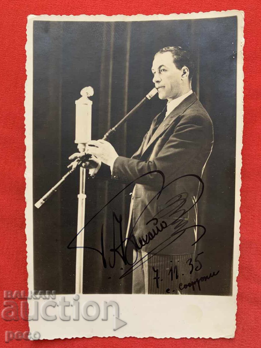 Georgi Kehayov Cântăreț de fluier 1935 Autograf fotografie veche