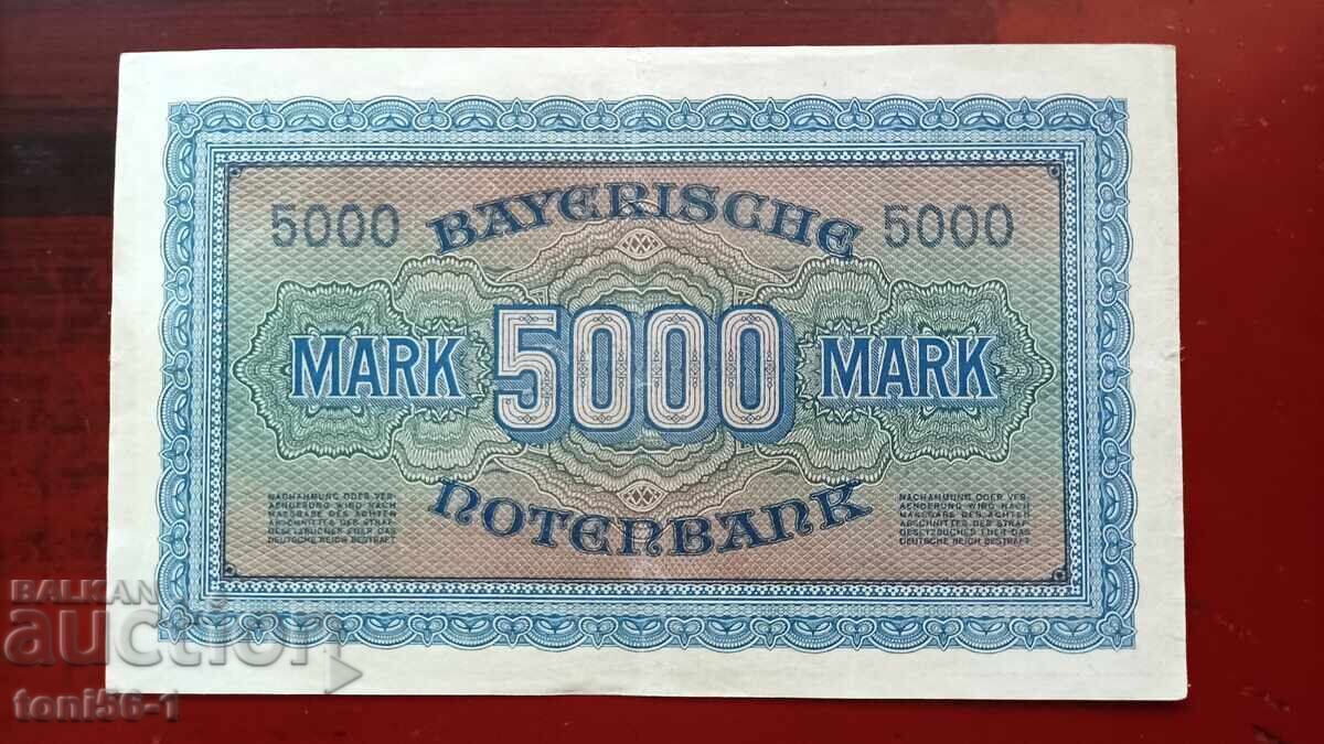 Γερμανία - Τράπεζα Βαυαρίας, 5000 μάρκα 1922 με τιμή € 10.00 | 19.56 BGN