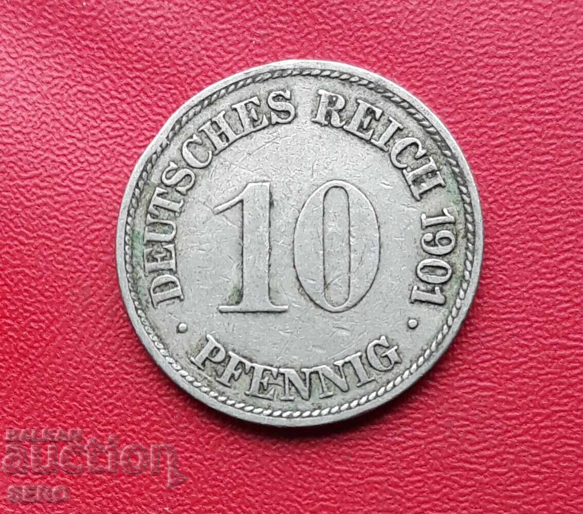 Germany-10 Pfennig 1901 G-Karlsruhe-rare Germany-10 Pfennig 1901 G-Karlsruhe-rare