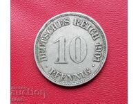 Germany-10 Pfennig 1901 G-Karlsruhe-rare