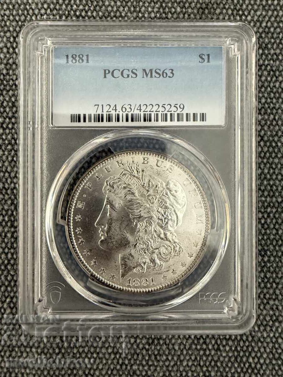 USA. Morgan Dollar 1881, Philadelphia, Silver, PCGS MS 63