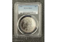 SUA. Dolar Morgan 1881, Philadelphia, Argint, PCGS MS 63