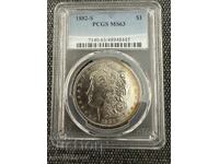 ΗΠΑ, Δολάριο Morgan 1882 S, Σαν Φρανσίσκο, Ασημένιο PCGS MS63