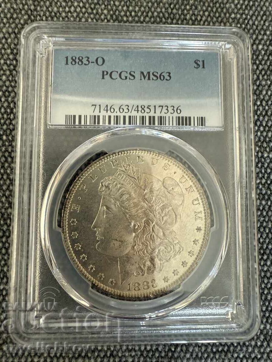 USA, Morgan Dollar 1883 O, New Orleans, Silver, PCGS MS63