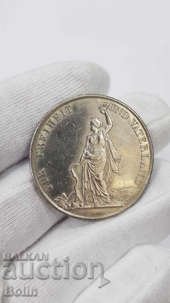 Very rare silver coin 5 Francs Switzerland 1872 - 5