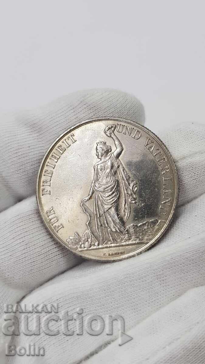 Very rare silver coin 5 Francs Switzerland 1872 - 6