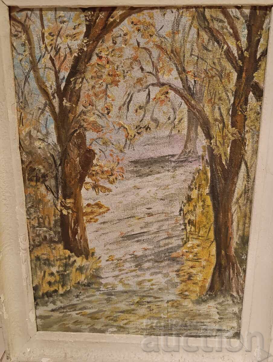 Δημοπρασία Όμορφη παλιά ελαιογραφία σε ξύλινο πλαίσιο