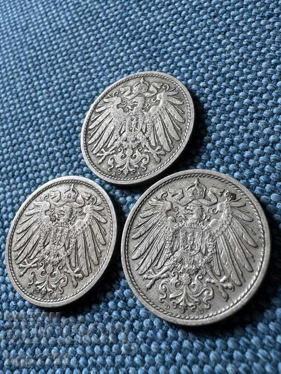 3 х 10 Райхспфенига 1905-1908 Германия с цена € 5.00 | 9.78 лв.