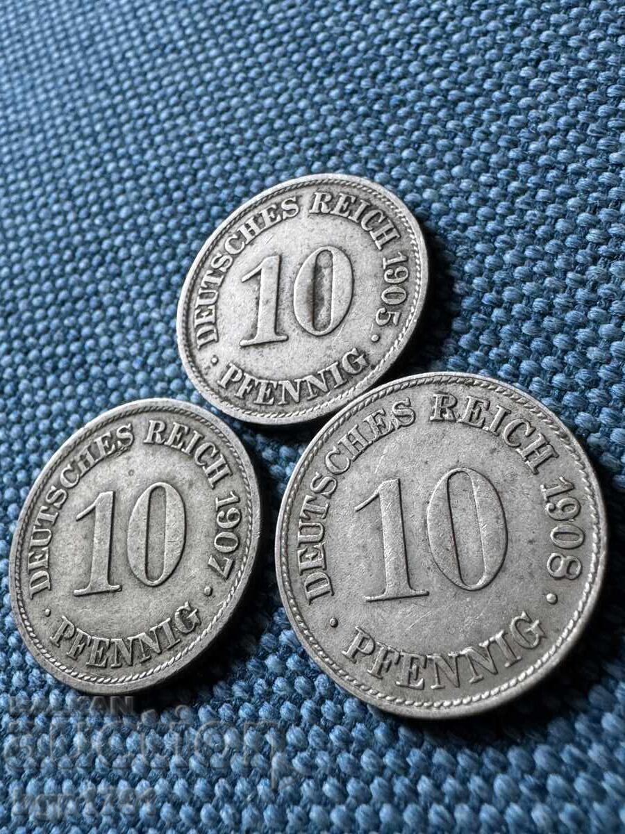 3 x 10 Reichspfennig 1905-1908 Germany