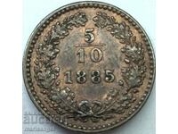 5/10 Kreuzer 1885 1 soldo Austria pentru Italia