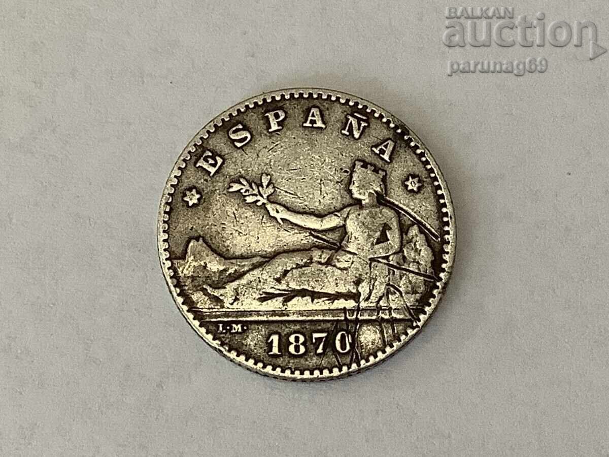 Spania 50 cenți 1870 Argint 0.835