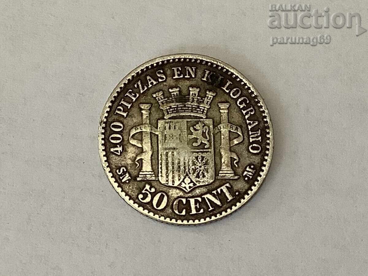 Spania 50 cenți 1870 Argint 0.835 Spania 50 cenți 1870 Argint 0.835