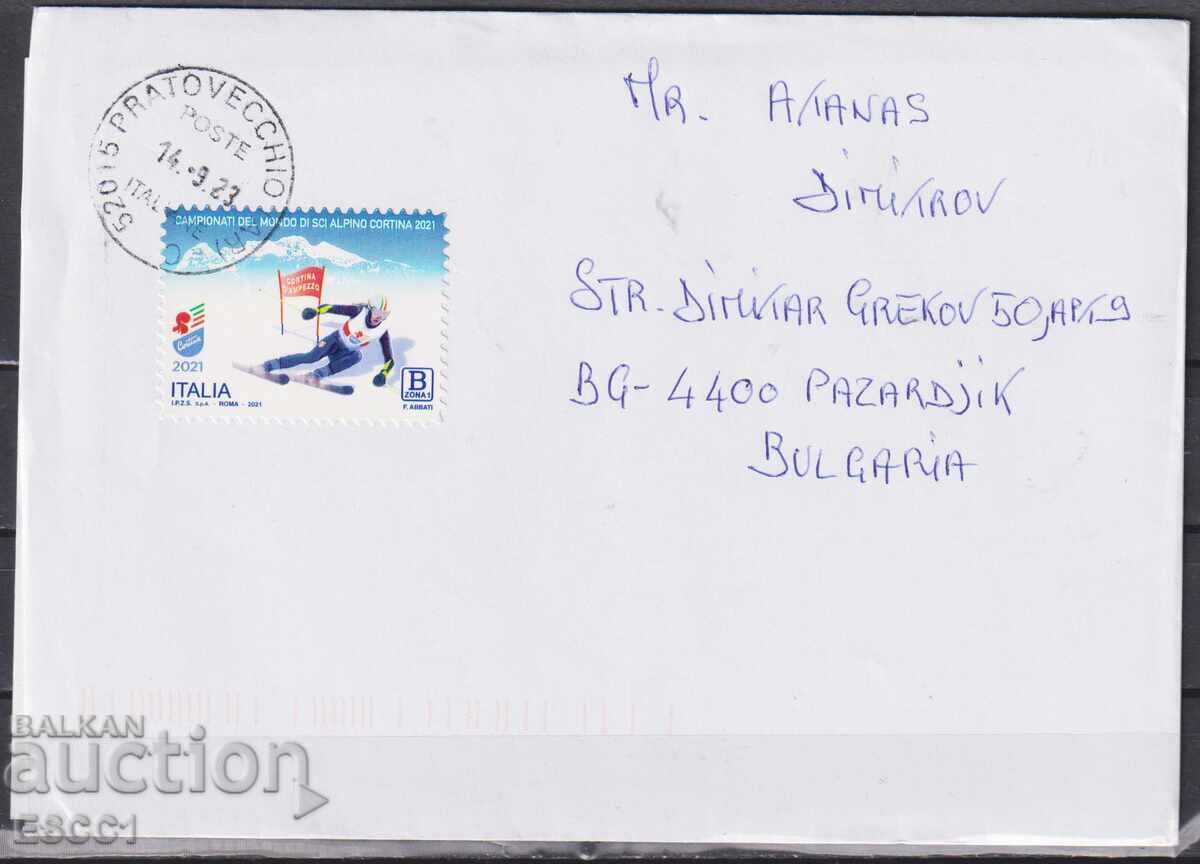 Plic călătorit cu timbru Sport Schi 2021 din Italia Plic călătorit cu timbru Sport Schi 2021 din Italia