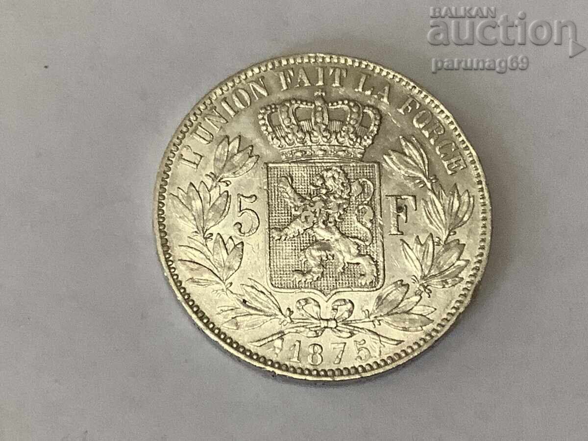 Belgium 5 Francs 1875 Silver 0.900 Belgium 5 Francs 1875 Silver 0.900