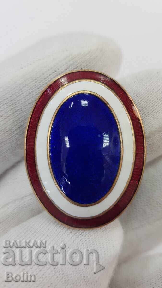 Rară cocardă de ofițer militar, semn "REGATUL SERBIEI"