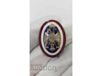 Rară cocardă de ofițer militar, semn "REGATUL SERBIEI"