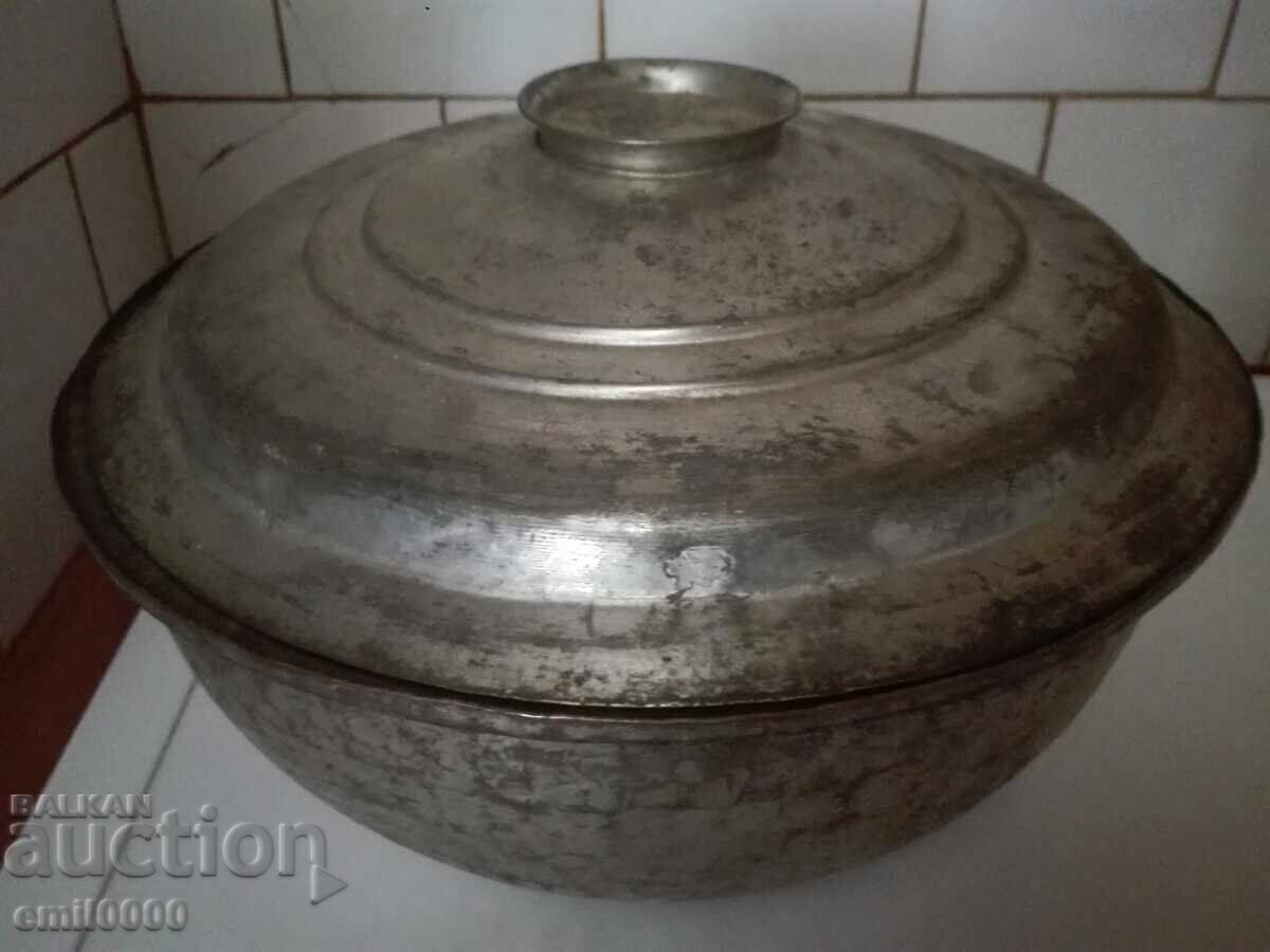 Veche, mare oală din cupru cu capac - 5 Veche, mare oală din cupru cu capac - 5