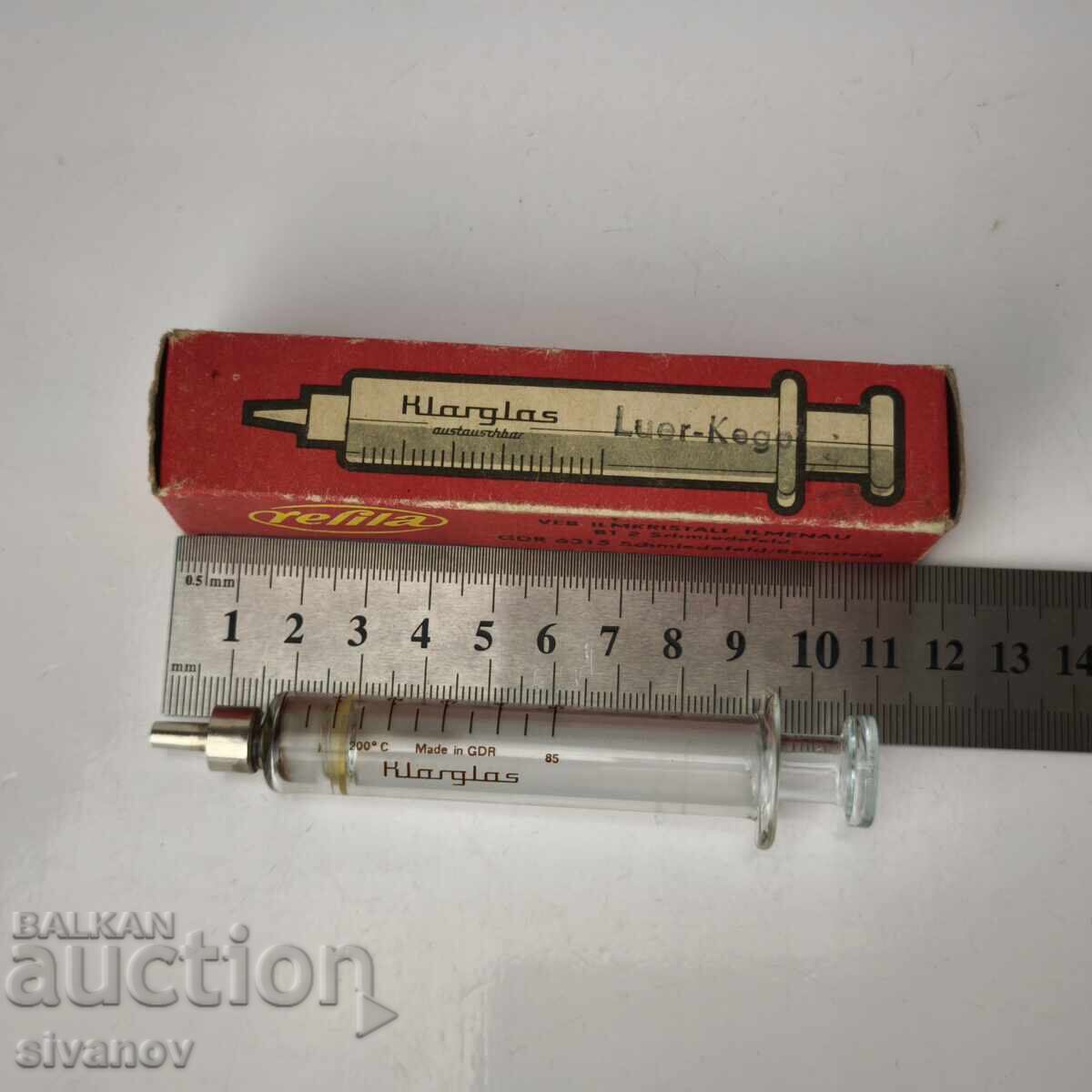 Old glass syringe 5cc Refila Germany #6090 - 7